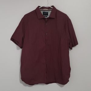 Men's Burgundy Button Down Short Sleeve